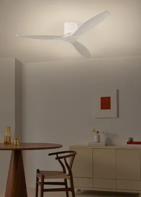 Produktbild von CREATE - WIND CALM CUSTOM RATTAN - Leiser Deckenventilator 40W Ø132 cm 100% Holz mit LED-Licht an Gehäuse und Lampe