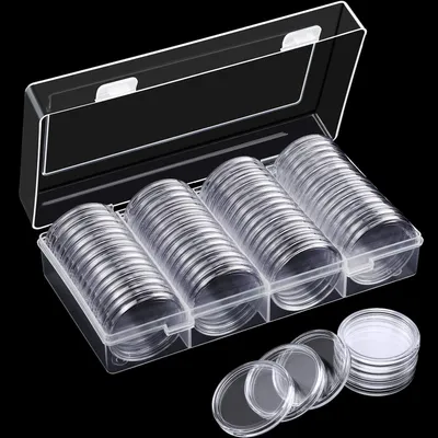 Produktbild von Aufbewahrungsbehälter für Münzen, silber, 40 mm, für Münzsammler 60 Stück