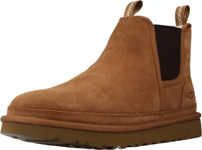A single brown UGG Neumel Chelsea boot is shown against a white background.