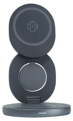 Produktbild von QUALO MagSafe Induktionsladegerät mit Halterungsfunktion 24W grau QMLI-24-18 Handy-Ladegeräte