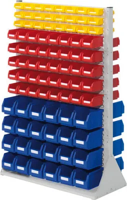 Produktbild von Stationäre Regalwand - Schlitzwand für Sichtlagerkästen - beidseitig - mit 176 Kästen bestückt - 1.450 x 1.000 x 430 mm (HxBxT)