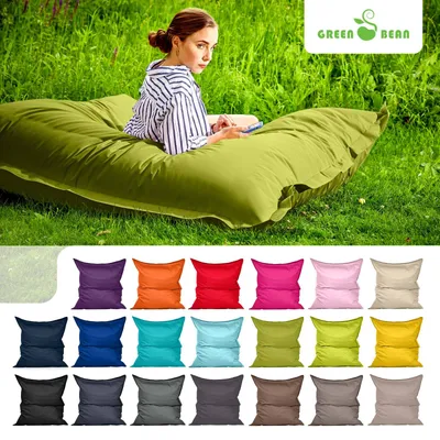Produktbild von Green Bean® Indoor Sitzsack "Square" 120x160cm mit 270 Liter EPS Perlen Füllung - für Kinder & Erwachsene - Grün