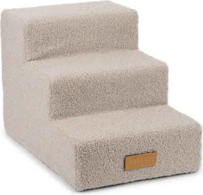 Produktbild von Hundetreppe, für kranke und ältere Tiere, Kletterhilfe, Rampe - 3 Stufen - 45 x 30 x 30 cm - grau Schaffell