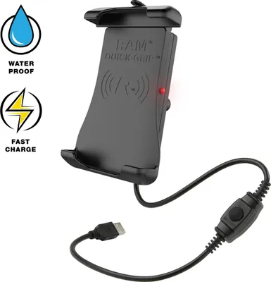 Produktbild von RAM Mounts – Quick-Grip 15W wasserdichte Halterung für kabelloses Laden mit Kugelgelenk