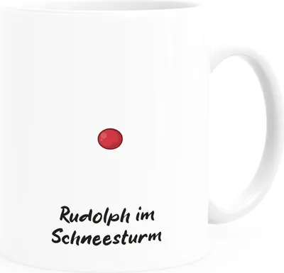 Produktbild von Kaffee-Tasse Rentier Rudolph im Schneesturm Weihnachtstasse lustig Meme Witz MoonWorks® weiß standard