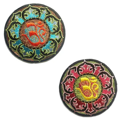 Obrázok produktu pre Om Symbol Meditation - záplata, nažehľovacia, nažehľovacia záplata, nášivka, nažehľovacia, veľkosť: Ø 8,4 cm