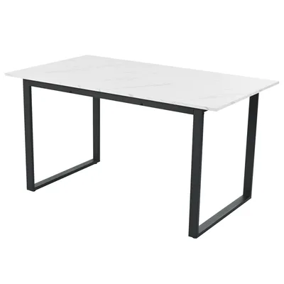 Produktbild von Flieks Esstisch Ausziehbar, Küchentisch Esszimmertisch mit Metallbeinen, Rechteckig Esstisch Arbeitstisch Freizeittisch in Marmoroptik, 140/180x80x75