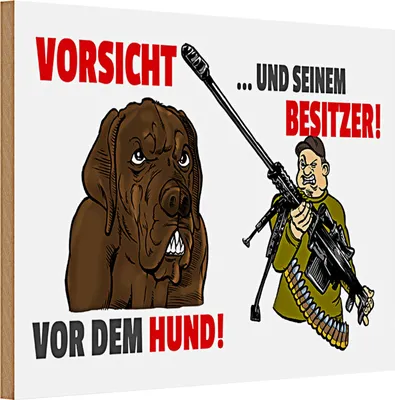 Produktbild von Holzschild Warnschild 30x20cm Vorsicht vor Hund und Besitzer