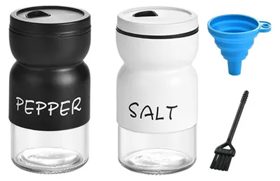 Gewürzstreuer-Set, 2er-Pack, Glas, schwarz+weiß, 125 ml