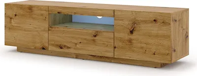 Obrázek produktu pro Nízká TV skříňka Aura 150 cm Závěsná nebo stojící univerzální podstavec TV skříňka TV deska Příborník HiFi stolek Závěsná skříňka Artisan Dub s LED diodami