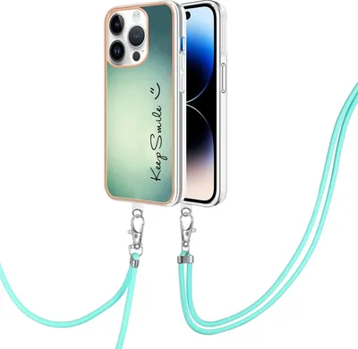 Image de Pour iPhone 15 Pro Max étui pour téléphone IMD à double face avec dragonne (Smile)