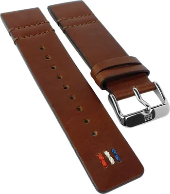 Produktbild von Tommy Hilfiger  Uhrenarmband 22mm Leder braun mit Ziernaht  1791208