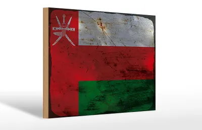 Produktbild von Holzschild Flagge Oman 30x20cm Flag of Oman Rost