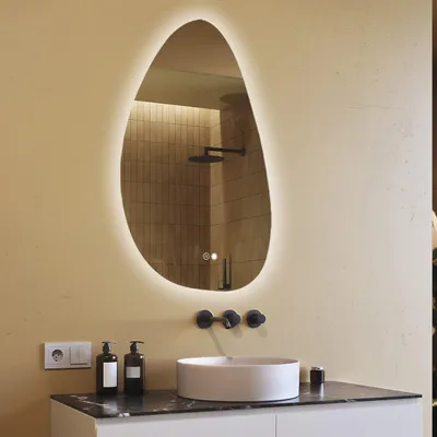 Obrázek produktu pro Koupelnové zrcadlo 64x104cm - nepravidelný s LED osv?tlením - LED Dual a dotykový senzor a topná rohož