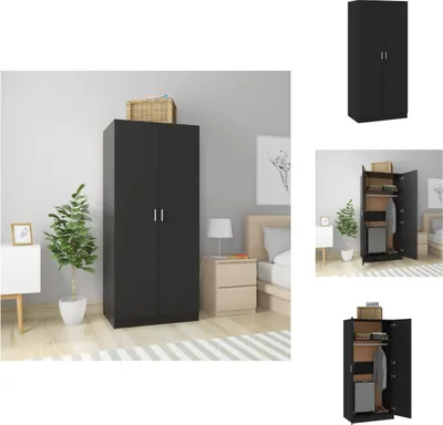 Produktbild von vidaXL Kleiderschrank Schwarz 80x52x180 cm Holzwerkstoff -  Kleiderschränke
