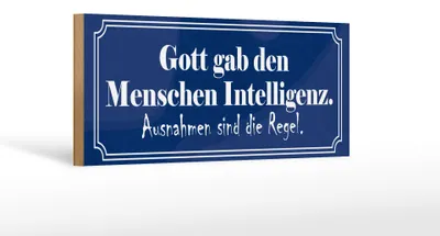 Produktbild von Holzschild Spruch 27x10cm Gott gab Menschen Intelligenz