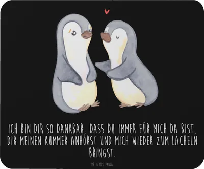 Produktbild von Mr. & Mrs. Panda Mauspad Pinguine trösten - Schwarz - Geschenk, Mouse Pad, Freundin, Hochzeitstag, für Frauen, computer, Valentinstag, laptop, Mousepad, Jahrestag, pc