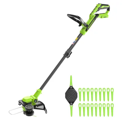 Produktbild von Greenworks 24V Akku-Rasentrimmer 30 cm Schnittbreite, 90° dreh- & neigbarer Motorkopf, inkl. Fadenspule & 20 Kunststoffklingen, ohne Akku & Ladegerät,