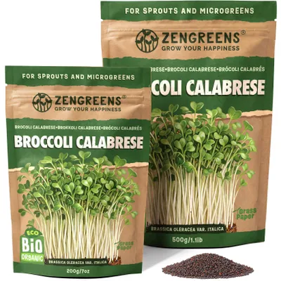 Zdjęcie produktu dla ZenGreens® Eko Nasiona na Kiełki Brokuł Kalabryjski 500 g – Kiełki i Mikroliście