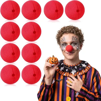 Productafbeelding van Clownsneuzen - Set van 10 - Rood - Schuimrubber - Grappige sponsneuzen voor clownkostuum - Carnaval - Rode neus