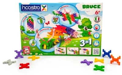 Produktbild von Incastro Bruce Bausteine 103 Teile – 3-in-1 Konstruktionsset Schmetterling (3,5 cm Elemente, 2D & 3D, 16 Verbindungsmöglichkeiten) – ab 4 Jahren, CE & EN-71
