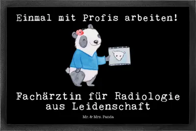 Produktbild von Mr. & Mrs. Panda Schmutzmatte Fachärztin für Radiologie Leidenschaft 50 x 75 cm - Schwarz - Geschenk, Gummimatte, Schmutzfangmatte, Bodenvorleger, fußmatte