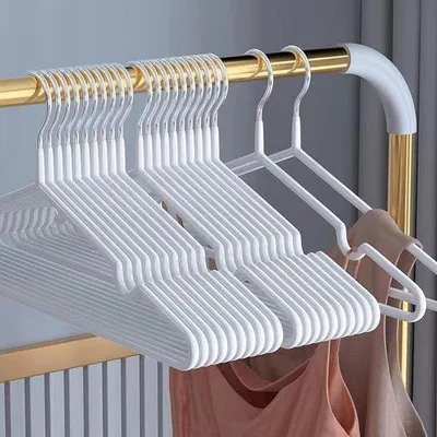 Productafbeelding van Unyqoos® Kleerhangers, 40 cm – set van 40, ruimtebesparende metalen hangers, 0,4 cm dik, belastbaar tot 5 kg, antislipgroef voor jassen en broeken, wit