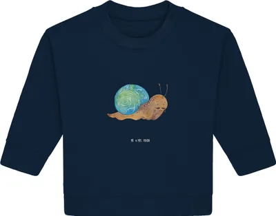 Produktbild von Mr. & Mrs. Panda Organic Baby Pullover Schnecke Sir 12. - 18. Monat - French Navy - Geschenk, Lebenszeit, Weisheit, Lustige Sprüche, Lebenseinstellung, Bullover