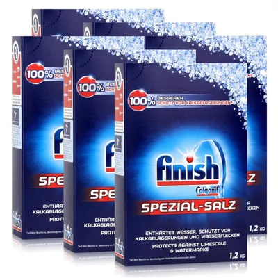 Produktbild von Calgonit Finish Spülmaschinen Spezial-Salz 1,2kg - Enthärtet Wasser (6er Pack)