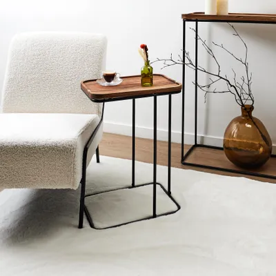 Image de Table d'appoint - HOME DECO FACTORY - Industrielle - Marron et Noir