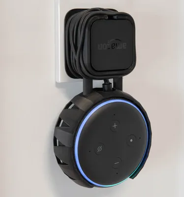 Produktbild von Wandhalterung für Amazon Alexa Echo Dot 3. Gen. Steckdosenhalterung Wandhalter Schwarz