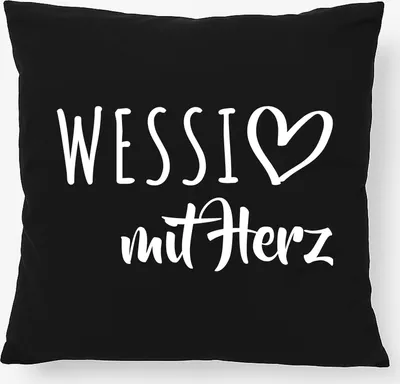 Produktbild von Huuraa Kissen Wessi mit Herz 40x40cm mit Füllung Black Baumwolle Dekokissen Geschenkidee