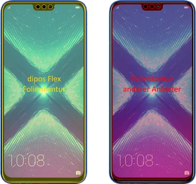 Produktbild von 3x Honor 8X Schutzfolie Folie, 100% Displayabdeckung, dipos Flex
