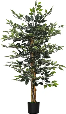 Image de Plante artificielle ficus tronc branches liane lichen feuilles grand ršŠalisme pot inclus hauteur 1,3 m