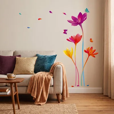 Produktbild von Regenbogenblumen-Wandaufkleber