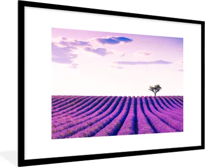 Produktbild von MuchoWow® Gerahmtes Poster Lavendel - Bäume - Lila - Blumen 90x60 cm - Poster mit Schwarzem Bilderrahmen Wandposter Rahmen Foto Bilder - Wanddekoration - Fotos