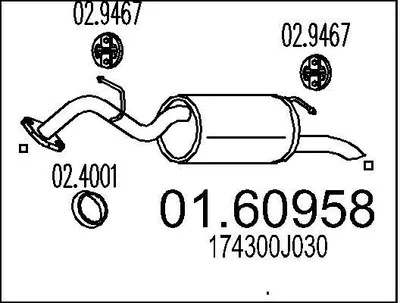 Produktbild von MTS 01.60958 Endschalldämpfer für TOYOTA Yaris Schrägheck (P9) Auspuff