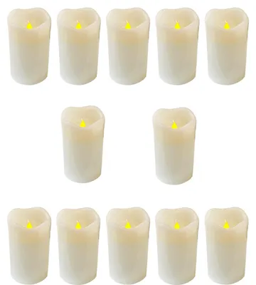 Produktbild von 12 Stück LED - Echtwachs Kerze mit LED 5 x 6,5 cm mit Timer