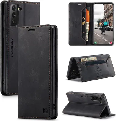 Image de Samsung Galaxy S21 FE 5G Case, RetroPolyuréthaneLeather Case, Stand and Protective Case for Samsung Galaxy S21 FE 5G Black