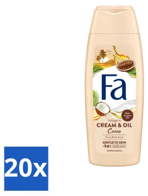 Produktbild von 20 x Fa Cream & Oil Cacao Douchecreme mit Kakaobutter und Kokosöl 250 ml - Vorteilspackung - 20 Stücke