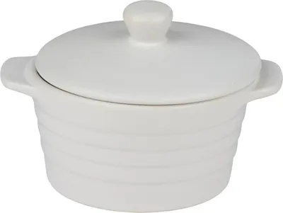 Obrázok produktu pre Žiaruvzdorná Miska S Vekom Na Okrúhle Pečenie Alpina Biela 210 Ml