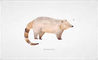 Produktbild von Mr. & Mrs. Panda Handtuch Nasenbär - Weiß - Geschenk, Händehandtuch, Nasenbären, Rüsselbär, 50x100, kleines, gesichtshandtuch, Flauschtuch, Lustige Sprüche, Bär