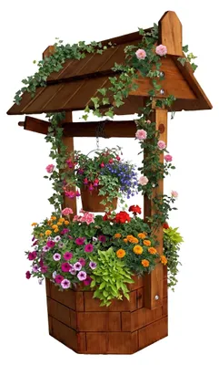 Obrázek produktu pro Dekorativní fontána Relaxdays, vzhled cihel, zahradní dekorativní fontána, vědro a klika, rozměry: 75 x 43 x 31 cm, dřevěná fontána, oranžová