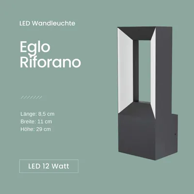 Zdjęcie produktu dla Lampa zewnętrzna Eglo Riforano LED czarna biała IP44 kinkiet lampa ogrodowa