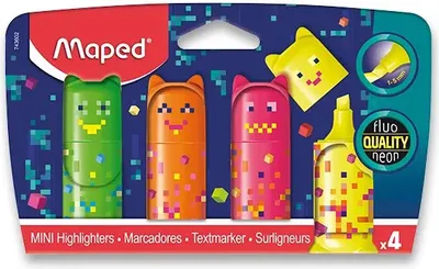 Obrázok produktu pre Maped 743602, 4 kusov, Žltá, Ružová, Oranžová, Zelená, Hrot dláta, 1 mm, 5 mm