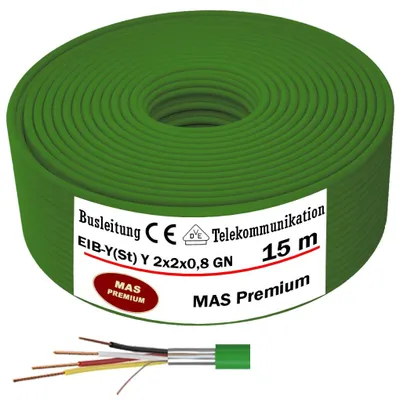 Obrázek produktu pro 15m sběrnicový kabel EIB-Y(St)Y2x2x0,8GN Telekomunikační sběrnicový kabel