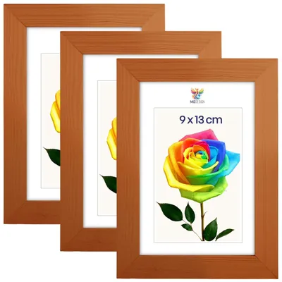 Obrázok produktu pre MG Design, sada 3 kusov rámov na obrázky, lakované, 9x13 cm – rámy z prírodného dreva s akrylovým sklom, vhodné na zavesenie aj na postavenie, vertikálne aj horizontálne