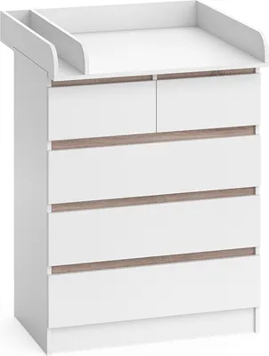 Produktbild von Vicco Wickelkommode Emma, 80 x 110.2 cm mit 5 Schubladen, Weiß/Sonoma/Sonoma