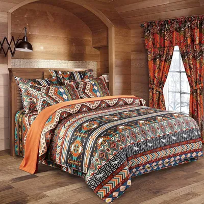 Zdjęcie produktu dla Komplet pościeli 155x220 cm, styl etniczny boho, motywy kwiatowe, retro, mikrofibra, 2-częściowy
