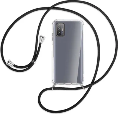Produktbild von Handykette Backcover-Schutzhülle mit Band (Metall silberfarben) für HTC Desire 21 Pro - schwarz